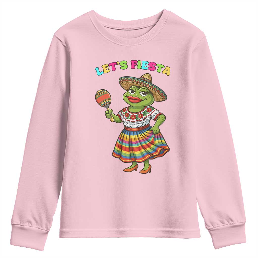 Funny Cinco De Mayo Sexy Frog Youth Sweatshirt Lets Fiesta TS12 Light Pink Print Your Wear