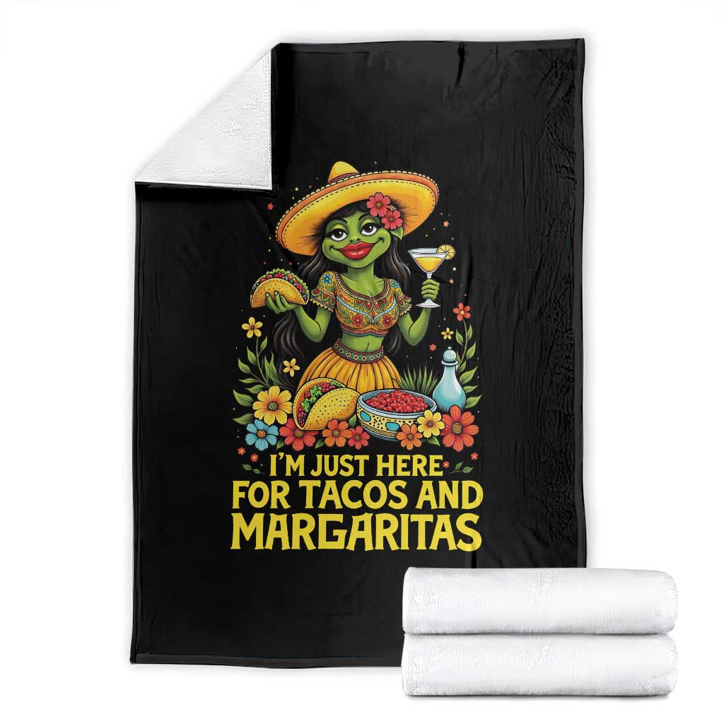 Funny Cinco De Mayo Frog Throw Blanket Just Here For Tacos And Margaritas TS12 Black Print Your Wear