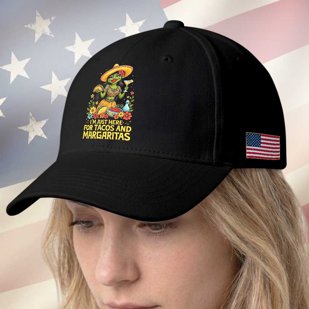 Funny Cinco De Mayo Frog Baseball Cap Just Here For Tacos And Margaritas TS12 Print Your Wear