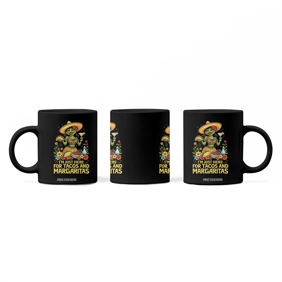 Funny Cinco De Mayo Frog Coffee Mug Just Here For Tacos And Margaritas TS12 Print Your Wear