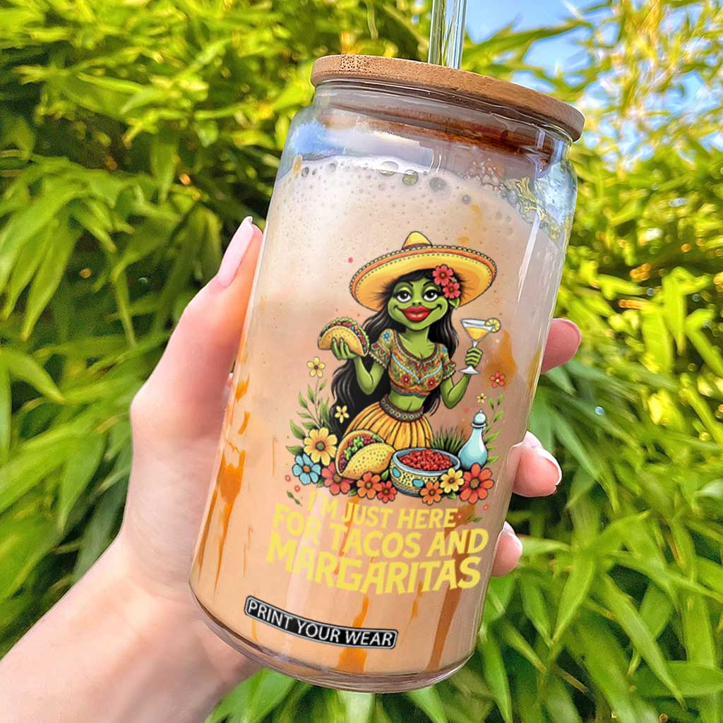 Funny Cinco De Mayo Frog Glass Can Just Here For Tacos And Margaritas TS12 Black Print Your Wear