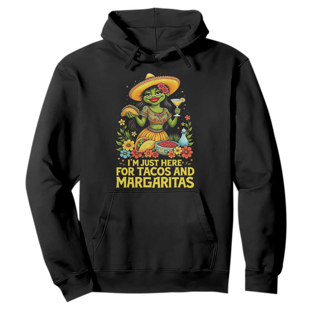 Funny Cinco De Mayo Frog Hoodie Just Here For Tacos And Margaritas TS12 Black Print Your Wear