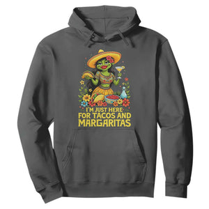 Funny Cinco De Mayo Frog Hoodie Just Here For Tacos And Margaritas TS12 Dark Heather Print Your Wear