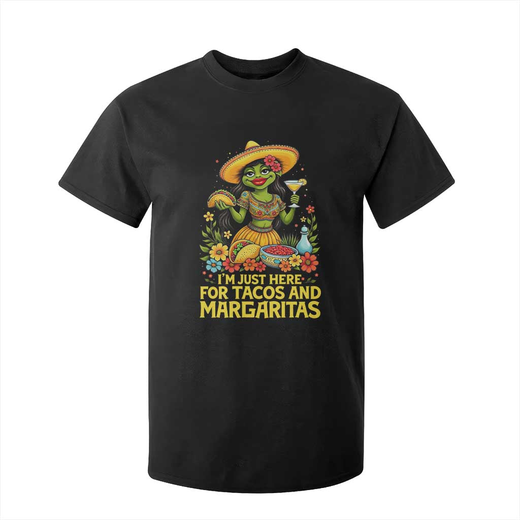 Funny Cinco De Mayo Frog T Shirt For Kid Just Here For Tacos And Margaritas TS12 Black Print Your Wear