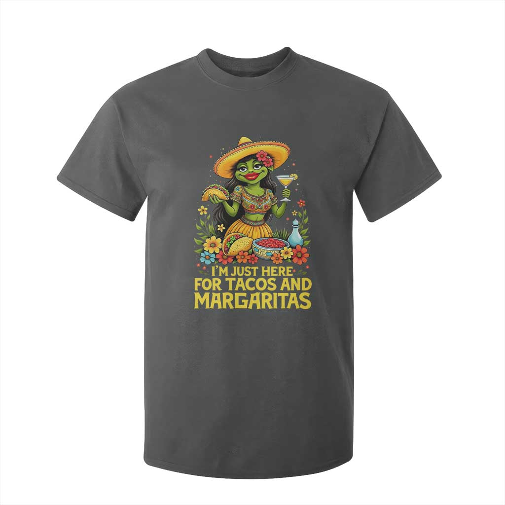Funny Cinco De Mayo Frog T Shirt For Kid Just Here For Tacos And Margaritas TS12 Dark Heather Print Your Wear