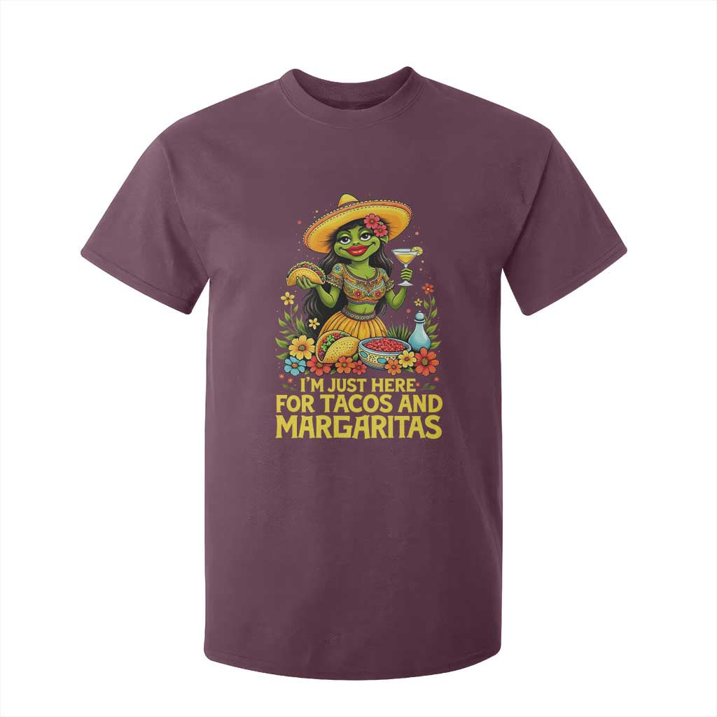 Funny Cinco De Mayo Frog T Shirt For Kid Just Here For Tacos And Margaritas TS12 Maroon Print Your Wear
