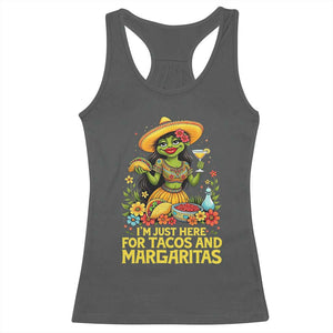 Funny Cinco De Mayo Frog Racerback Tank Top Just Here For Tacos And Margaritas TS12 Dark Heather Print Your Wear