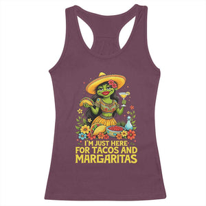 Funny Cinco De Mayo Frog Racerback Tank Top Just Here For Tacos And Margaritas TS12 Maroon Print Your Wear