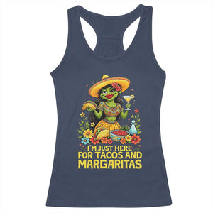 Funny Cinco De Mayo Frog Racerback Tank Top Just Here For Tacos And Margaritas TS12 Navy Print Your Wear