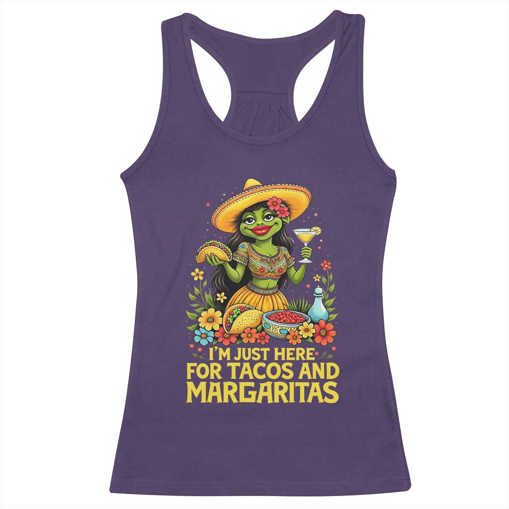 Funny Cinco De Mayo Frog Racerback Tank Top Just Here For Tacos And Margaritas TS12 Purple Print Your Wear