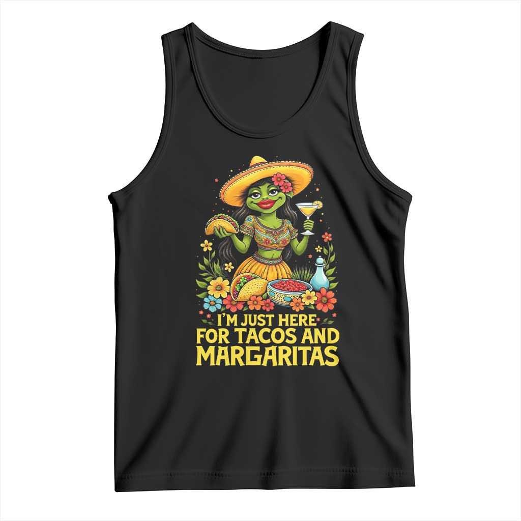 Funny Cinco De Mayo Frog Tank Top Just Here For Tacos And Margaritas TS12 Black Print Your Wear