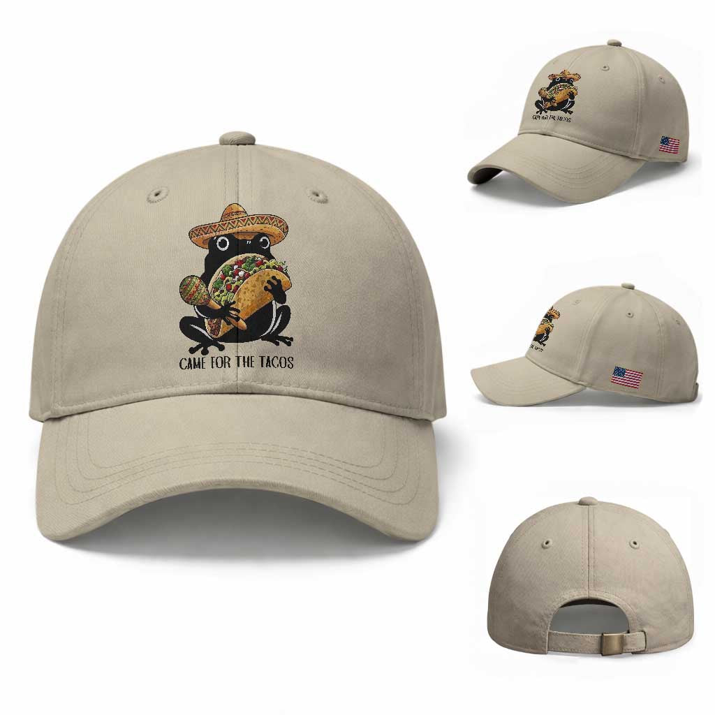 Grumpy Frog Cinco De Mayo Baseball Cap Came For The Tacos TS12 Baseball Cap Universal Fit Beige Print Your Wear
