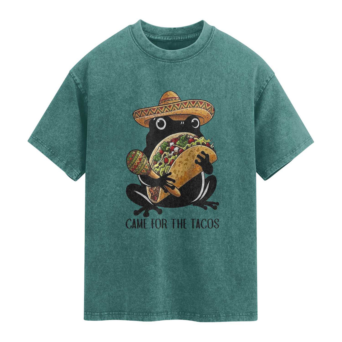 Grumpy Frog Cinco De Mayo Washed Cotton T-Shirt Came For The Tacos