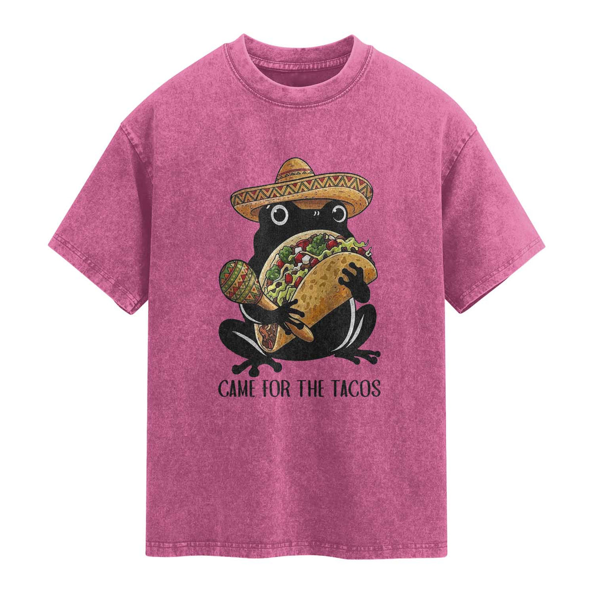 Grumpy Frog Cinco De Mayo Washed Cotton T-Shirt Came For The Tacos