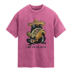 Grumpy Frog Cinco De Mayo Washed Cotton T-Shirt Came For The Tacos