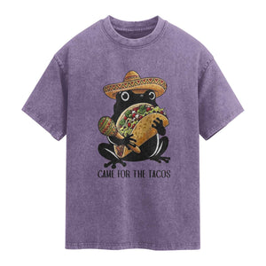 Grumpy Frog Cinco De Mayo Washed Cotton T-Shirt Came For The Tacos