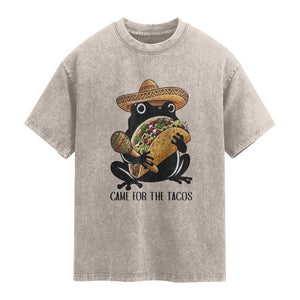 Grumpy Frog Cinco De Mayo Washed Cotton T-Shirt Came For The Tacos