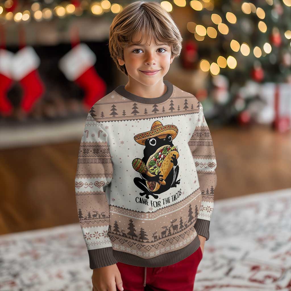 Grumpy Frog Cinco De Mayo Ugly Christmas Sweater Came For The Tacos TS12 Mocha Mousse Print Your Wear
