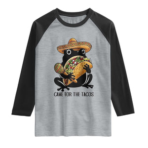 Grumpy Frog Cinco De Mayo Raglan Shirt Came For The Tacos TS12 Heather Gray Black Print Your Wear