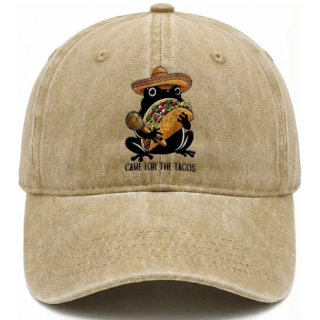 Grumpy Frog Cinco De Mayo Washed Cotton Baseball Cap Came For The Tacos TS12 Print Your Wear