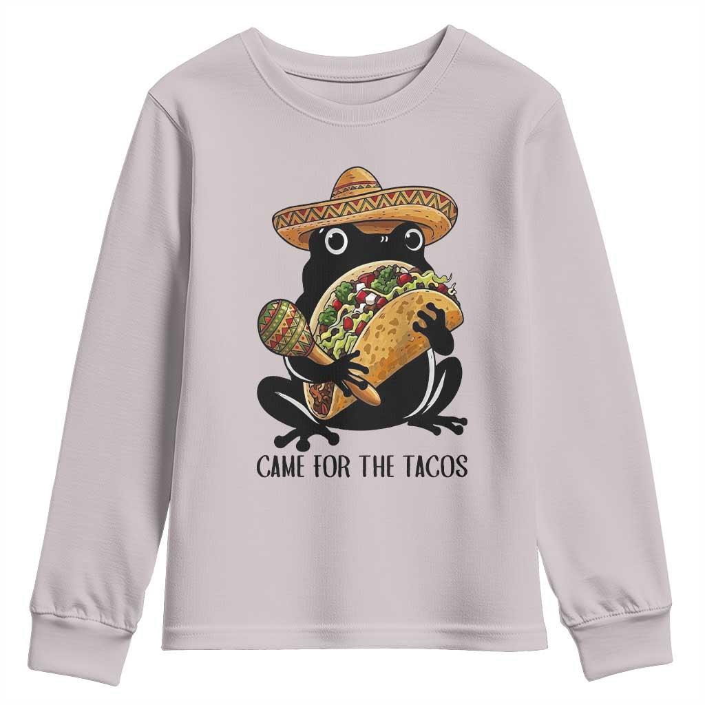 Grumpy Frog Cinco De Mayo Youth Sweatshirt Came For The Tacos TS12 Ice Gray Print Your Wear
