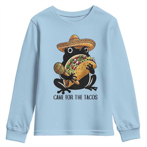 Grumpy Frog Cinco De Mayo Youth Sweatshirt Came For The Tacos TS12 Light Blue Print Your Wear