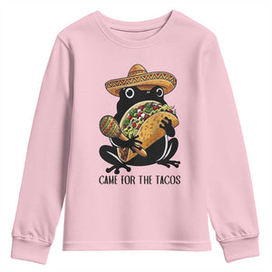 Grumpy Frog Cinco De Mayo Youth Sweatshirt Came For The Tacos TS12 Light Pink Print Your Wear