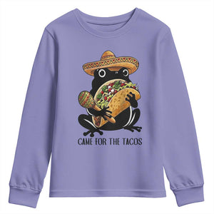 Grumpy Frog Cinco De Mayo Youth Sweatshirt Came For The Tacos TS12 Violet Print Your Wear
