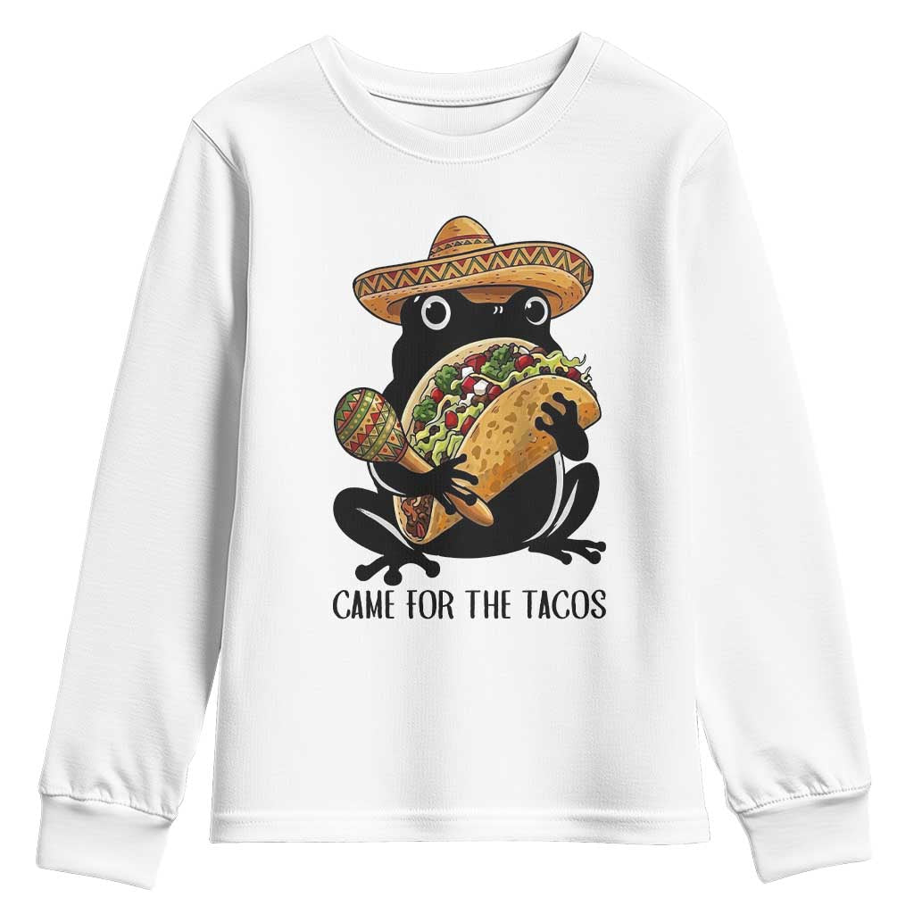 Grumpy Frog Cinco De Mayo Youth Sweatshirt Came For The Tacos TS12 White Print Your Wear