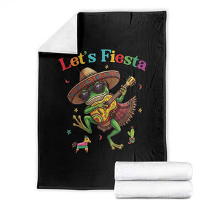 Funny Cinco De Mayo Frog Playing Guitar Throw Blanket Lets Fiesta TS12 Black Print Your Wear