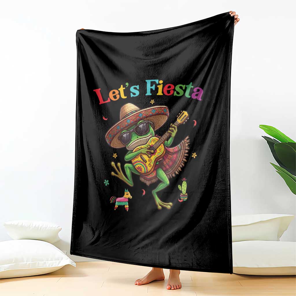 Funny Cinco De Mayo Frog Playing Guitar Throw Blanket Lets Fiesta TS12 Print Your Wear
