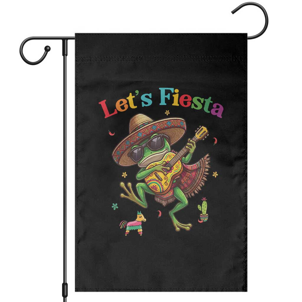 Funny Cinco De Mayo Frog Playing Guitar Garden Flag Lets Fiesta TS12 Black Print Your Wear