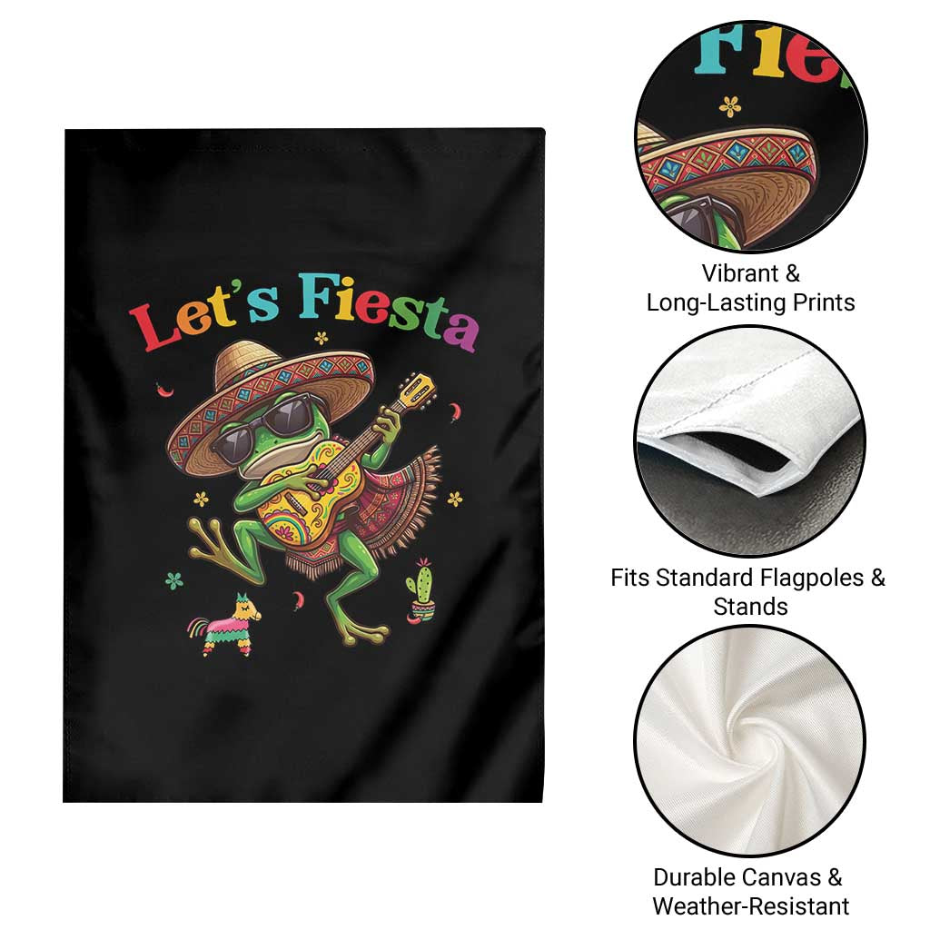Funny Cinco De Mayo Frog Playing Guitar Garden Flag Lets Fiesta TS12 Print Your Wear