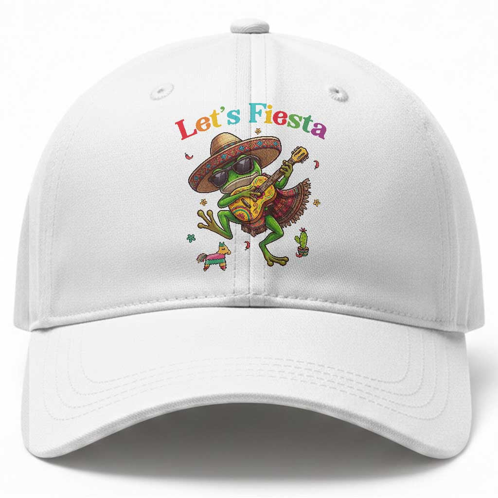 Funny Cinco De Mayo Frog Playing Guitar Baseball Cap Lets Fiesta TS12 Print Your Wear