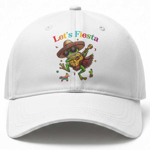 Funny Cinco De Mayo Frog Playing Guitar Baseball Cap Lets Fiesta TS12 Print Your Wear