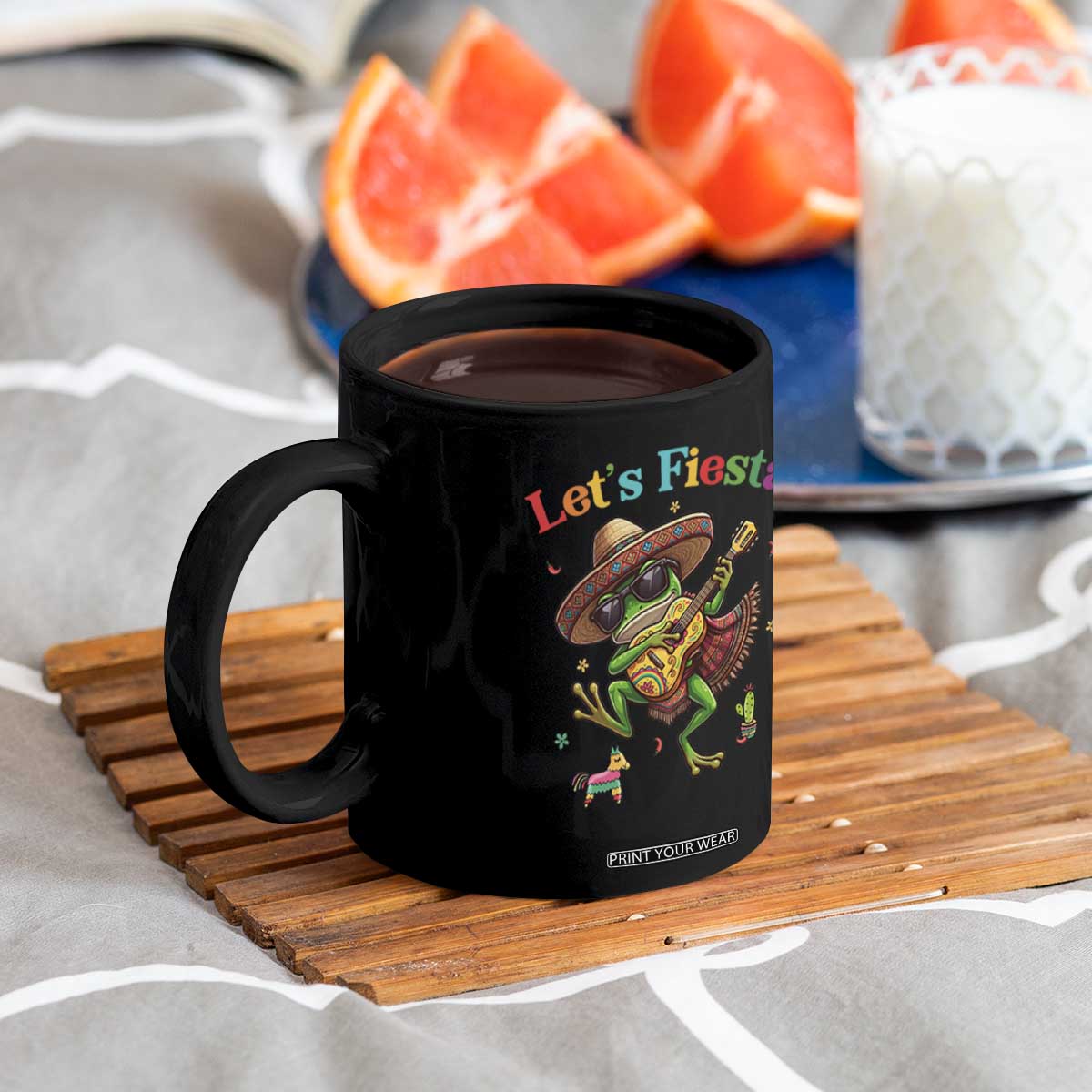 Funny Cinco De Mayo Frog Playing Guitar Coffee Mug Lets Fiesta TS12 Print Your Wear