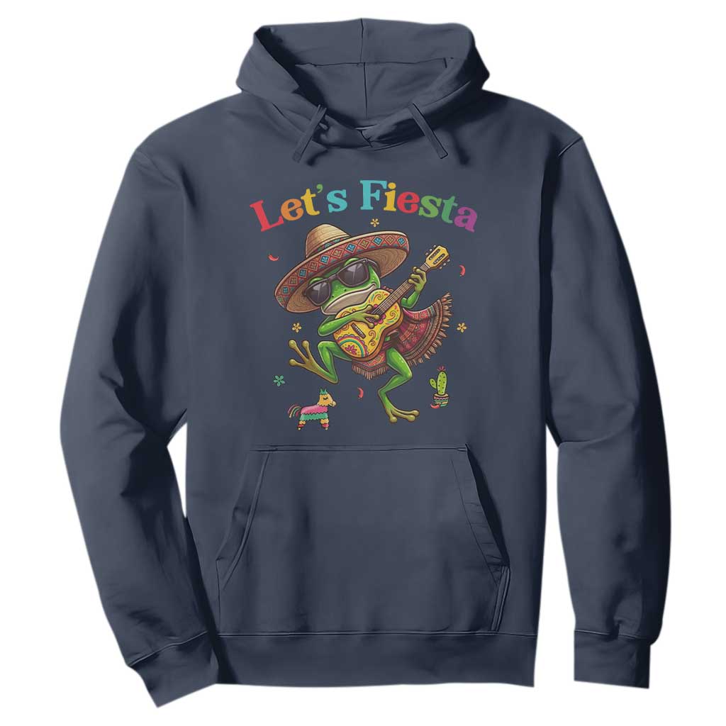 Funny Cinco De Mayo Frog Playing Guitar Hoodie Lets Fiesta TS12 Navy Print Your Wear
