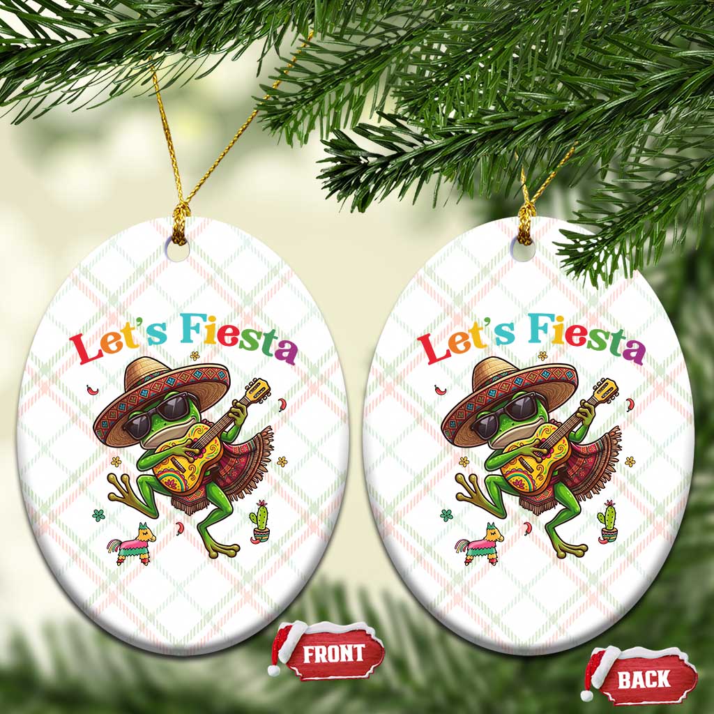 Funny Cinco De Mayo Frog Playing Guitar Ceramic Ornament Lets Fiesta TS12 Print Your Wear