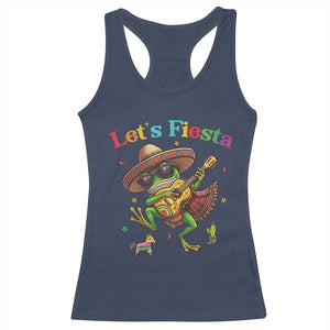 Funny Cinco De Mayo Frog Playing Guitar Racerback Tank Top Lets Fiesta TS12 Navy Print Your Wear