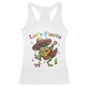 Funny Cinco De Mayo Frog Playing Guitar Racerback Tank Top Lets Fiesta TS12 White Print Your Wear