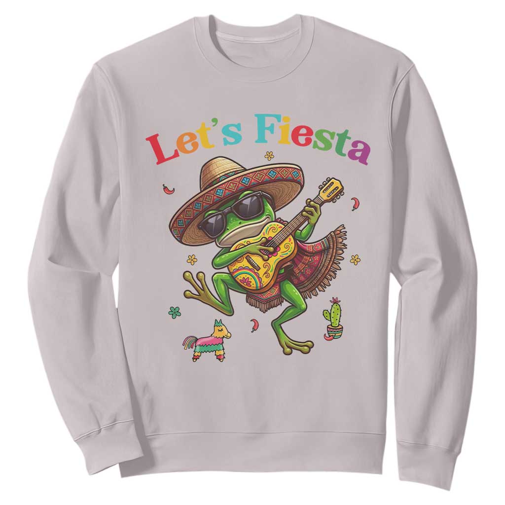 Funny Cinco De Mayo Frog Playing Guitar Sweatshirt Lets Fiesta TS12 Ice Gray Print Your Wear