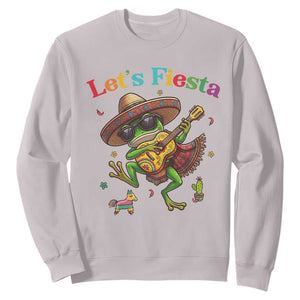 Funny Cinco De Mayo Frog Playing Guitar Sweatshirt Lets Fiesta TS12 Ice Gray Print Your Wear
