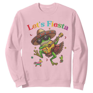Funny Cinco De Mayo Frog Playing Guitar Sweatshirt Lets Fiesta TS12 Light Pink Print Your Wear