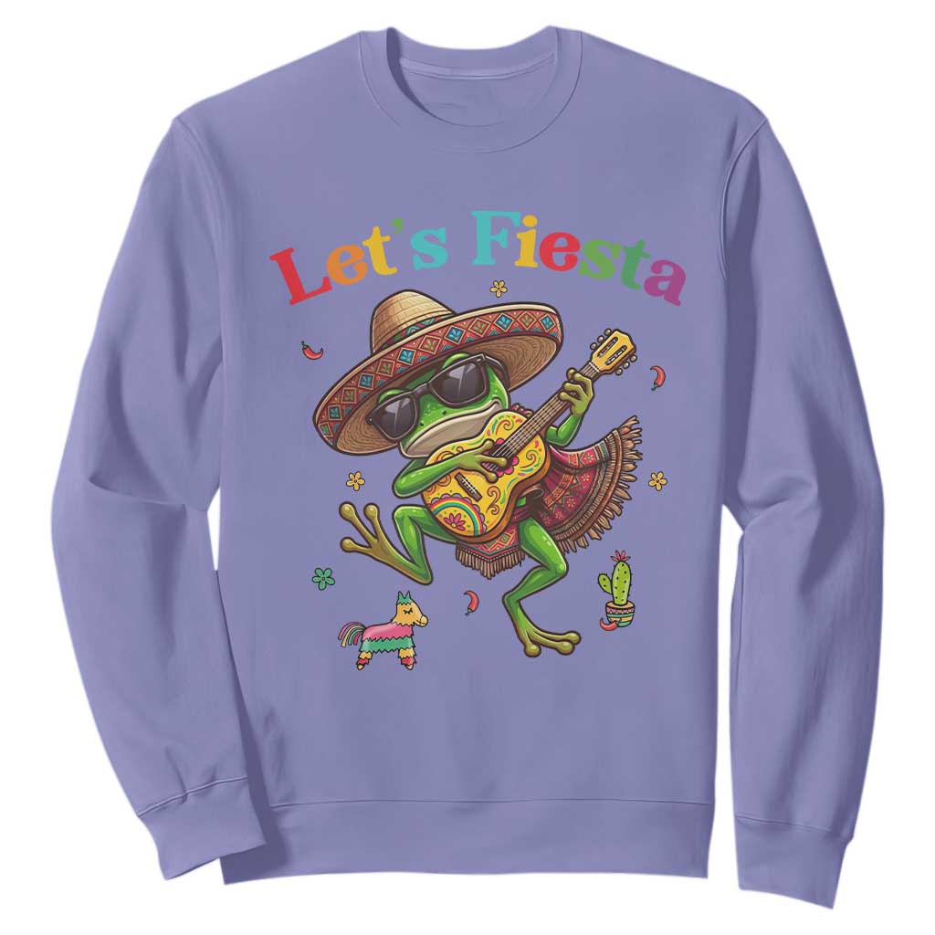 Funny Cinco De Mayo Frog Playing Guitar Sweatshirt Lets Fiesta TS12 Violet Print Your Wear