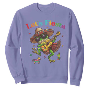 Funny Cinco De Mayo Frog Playing Guitar Sweatshirt Lets Fiesta TS12 Violet Print Your Wear