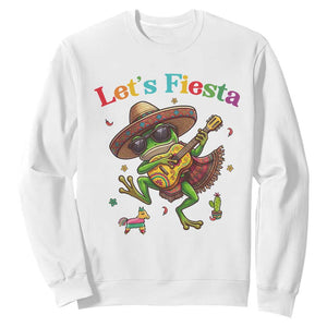 Funny Cinco De Mayo Frog Playing Guitar Sweatshirt Lets Fiesta TS12 White Print Your Wear