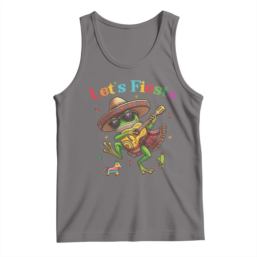 Funny Cinco De Mayo Frog Playing Guitar Tank Top Lets Fiesta TS12 Deep Heather Print Your Wear