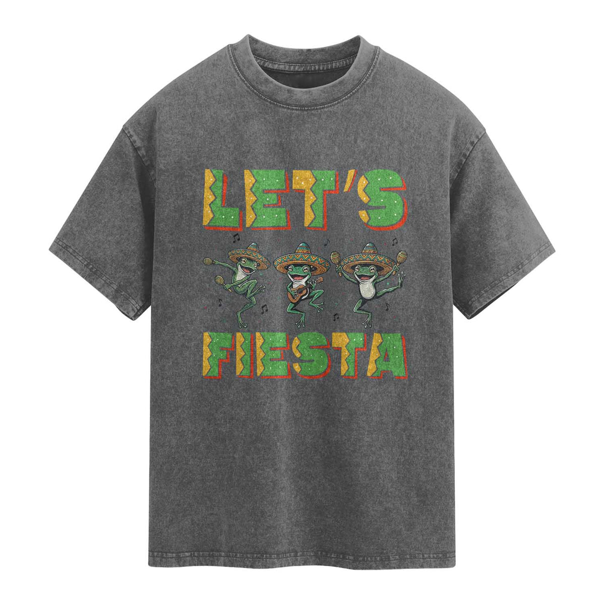 Funny Mariachi Frog Guitar Fiesta Washed Cotton T-Shirt Cinco De Mayo Gift