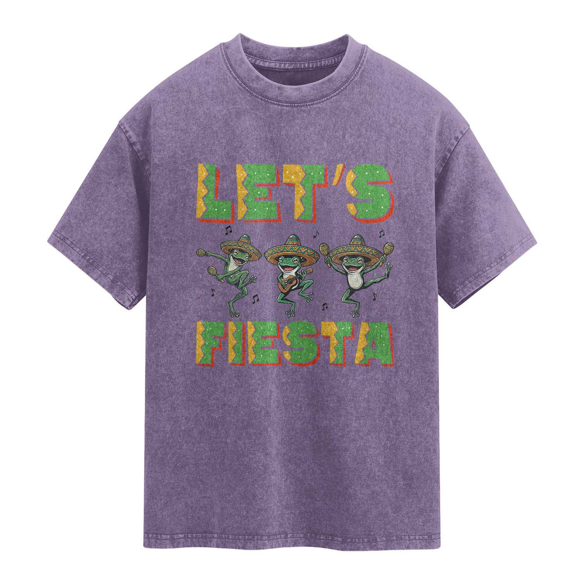 Funny Mariachi Frog Guitar Fiesta Washed Cotton T-Shirt Cinco De Mayo Gift