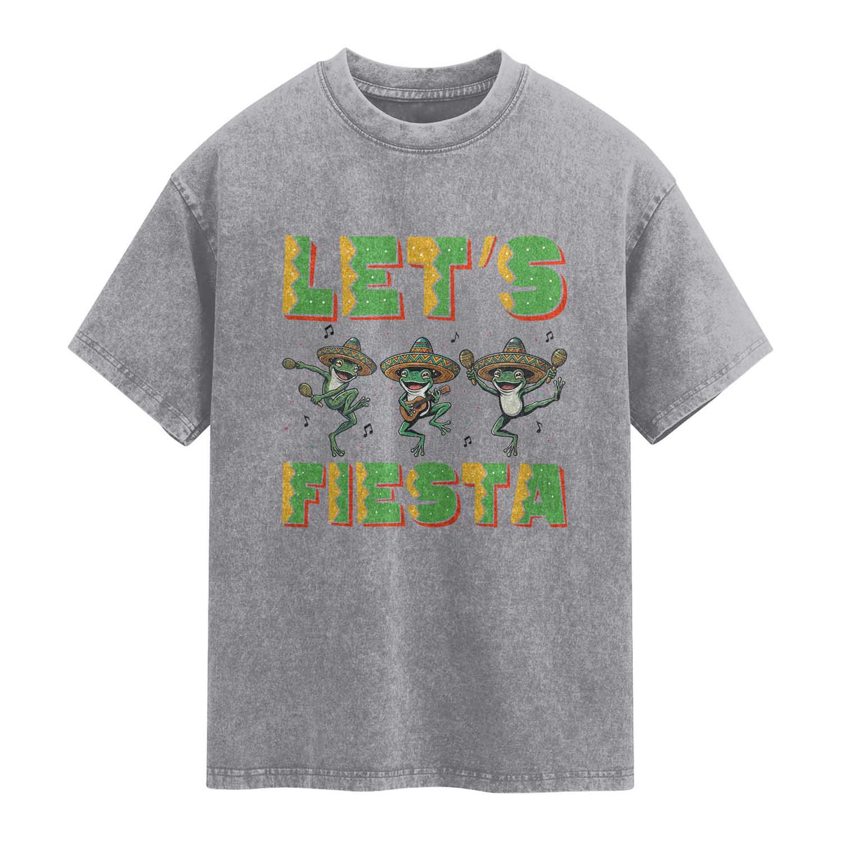 Funny Mariachi Frog Guitar Fiesta Washed Cotton T-Shirt Cinco De Mayo Gift